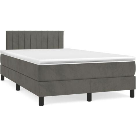 Sommier à lattes de lit avec matelas LED gris foncé 120x190 (1/5)