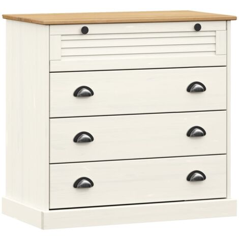 Commode VIGO blanc 80x40x76 bois massif de pin (1/5)