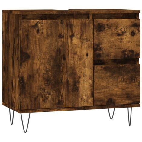 Armoire de bain chêne fumé 65x33x60 bois d'ingénierie (1/5)
