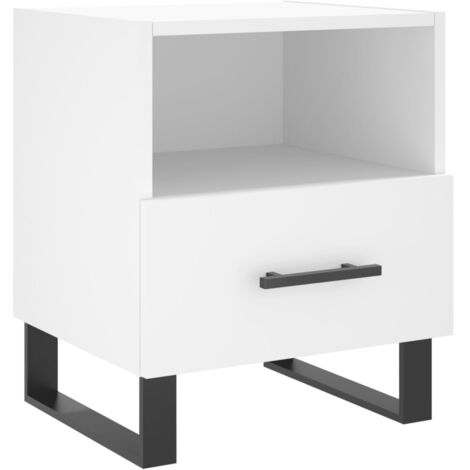 Table de chevet blanc 40x35x47,5 bois d’ingénierie (1/5)