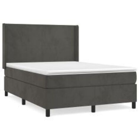 Sommier à lattes de lit et matelas Gris foncé 140x200 Velours (1/5)