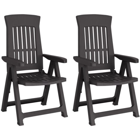 Chaises inclinables de jardin 2 pcs anthracite PP (1/5)