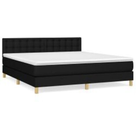Sommier à lattes de lit avec matelas Noir 180x200 Tissu (1/5)