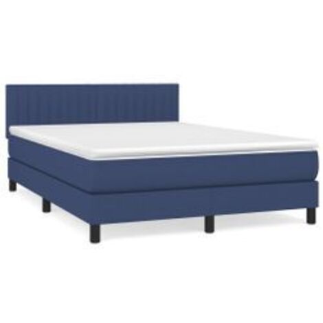 Sommier à lattes de lit avec matelas Bleu 140x200 Tissu (1/5)