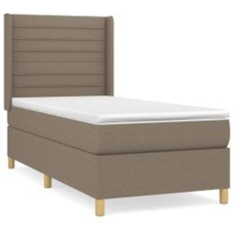 Sommier à lattes de lit avec matelas Taupe 100x200 Tissu (1/5)