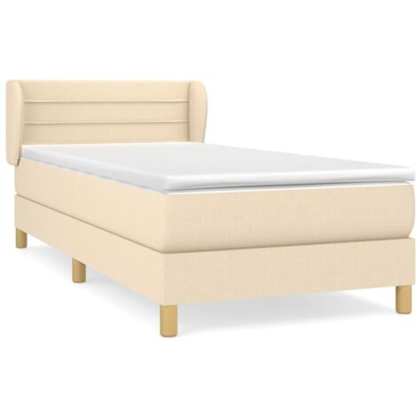 Sommier à lattes de lit et matelas Crème 90x190 Tissu (1/5)