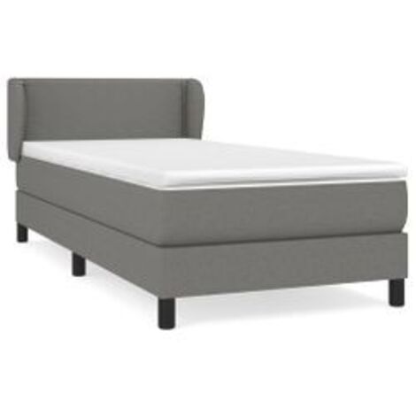 Sommier à lattes de lit avec matelas Gris foncé 100x200 Tissu (1/5)
