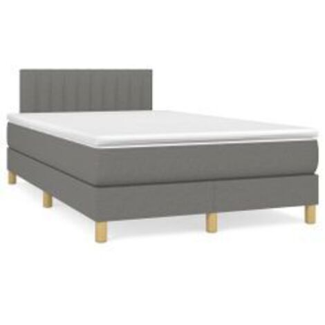 Sommier à lattes de lit avec matelas Gris foncé 120x200 Tissu (1/5)