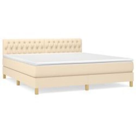Sommier à lattes de lit avec matelas Crème 180x200 Tissu (1/5)