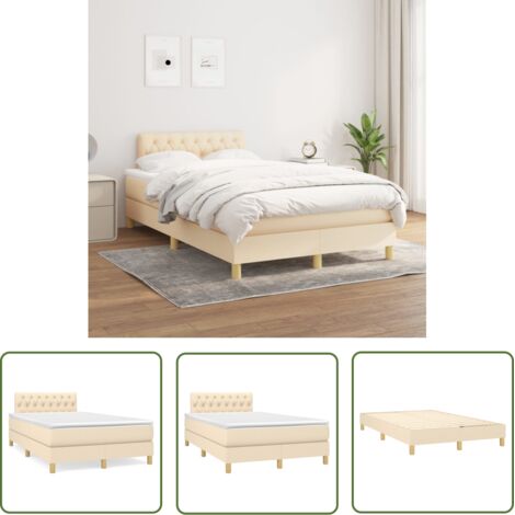 Sommier à lattes de lit avec matelas Crème 120x200 Tissu (1/5)
