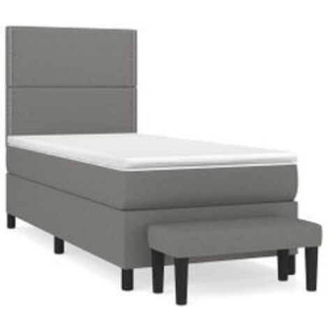 Sommier à lattes de lit avec matelas Gris foncé 100x200 Tissu (1/5)