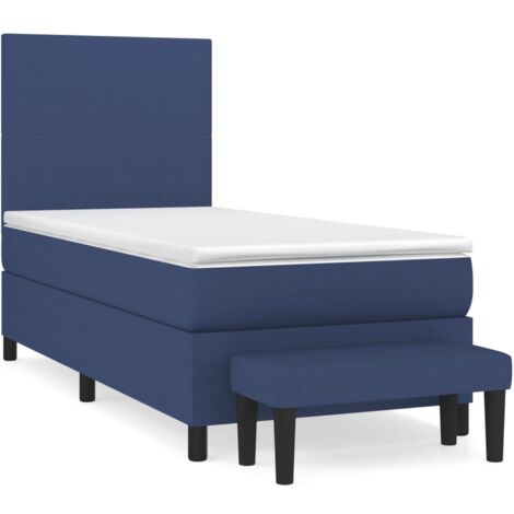 Sommier à lattes de lit avec matelas Bleu 90x190 Tissu (1/5)