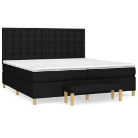 Sommier à lattes de lit avec matelas Noir 200x200 Tissu (1/5)