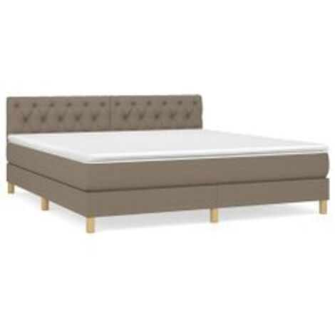 Sommier à lattes de lit avec matelas Taupe 160x200 Tissu (1/5)