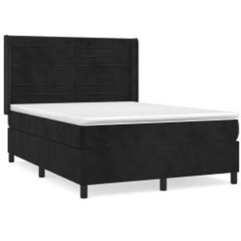 Sommier à lattes de lit avec matelas Noir 140x190 Velours (1/5)