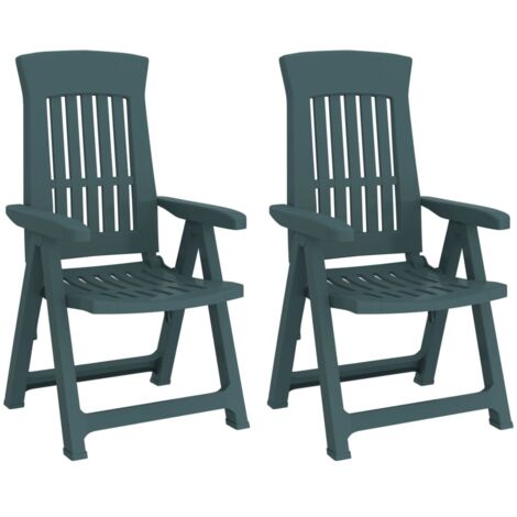 Chaises inclinables de jardin 2 pcs vert PP (1/5)