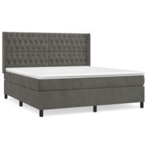 Sommier à lattes de lit et matelas Gris foncé 180x200 Velours (1/5)