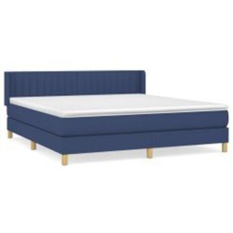 Sommier à lattes de lit avec matelas Bleu 160x200 Tissu (1/5)