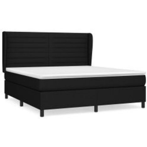 Sommier à lattes de lit avec matelas Noir 180x200 Tissu (1/5)