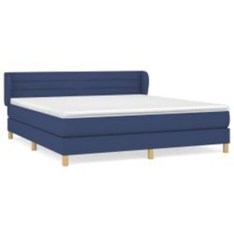 Sommier à lattes de lit avec matelas Bleu 160x200 Tissu (1/5)