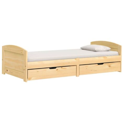 Lit de jour avec 2 tiroirs IRUN 90x200 bois de pin massif (1/5)