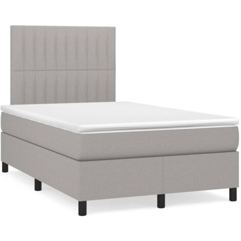Sommier à lattes de lit matelas LED gris clair 120x190 tissu (1/5)