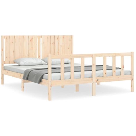 Cadre de lit avec tête de lit 160x200 bois massif (1/5)