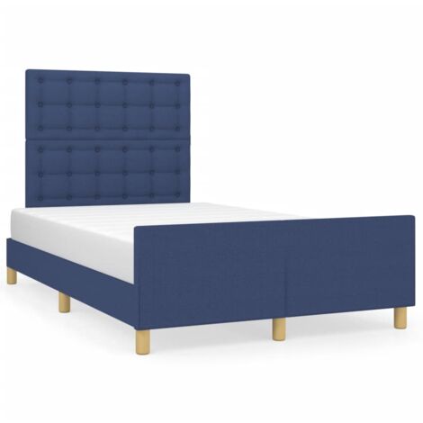 Cadre de lit avec tête de lit bleu 120x190 tissu (1/5)