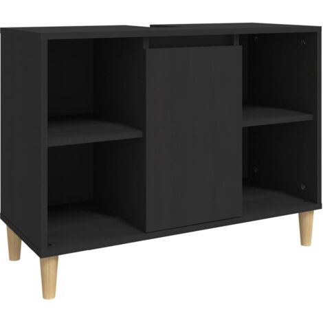 Meuble d'évier noir 80x33x60 bois d'ingénierie (1/5)