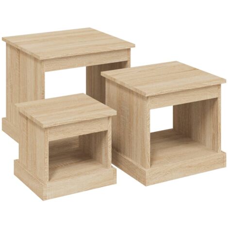 Tables basses 3 pcs chêne sonoma bois d'ingénierie (1/5)
