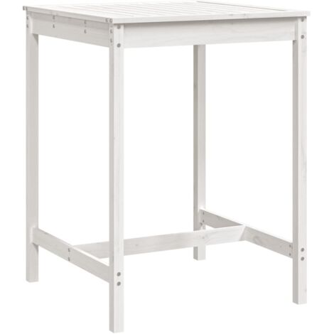 Table de jardin blanc 82,5x82,5x110 bois massif de pin (1/5)