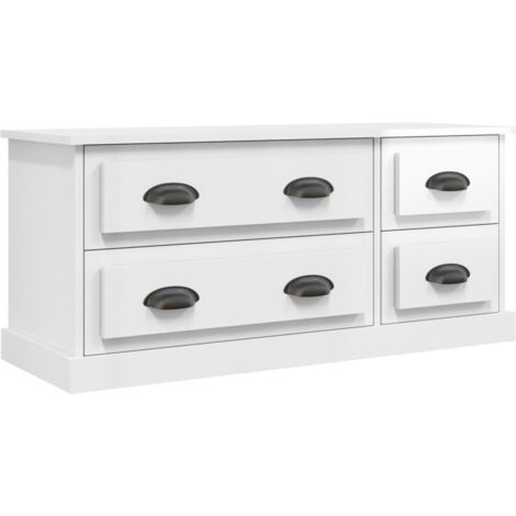 Meuble TV blanc brillant 100x35,5x45 bois d'ingénierie (1/5)