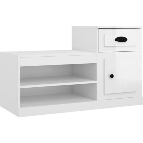 Armoire à chaussure blanc brillant 100x42x60 bois ingénierie (1/5)