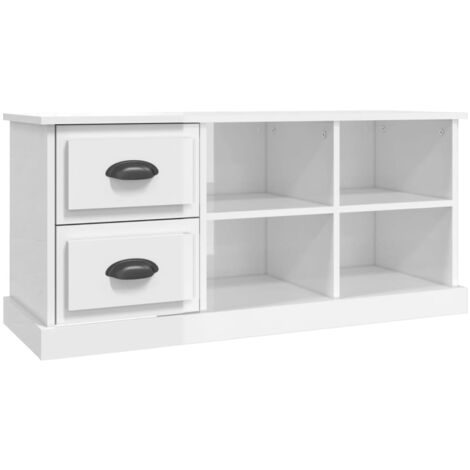 Meuble TV blanc brillant 102x35,5x47,5 bois d'ingénierie (1/5)