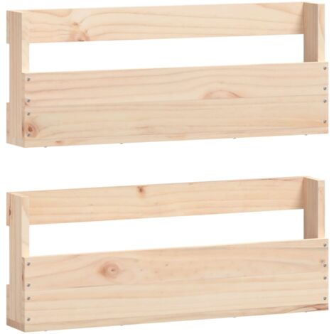 Étagères à chaussures murales 2 pcs 59x9x23 Pin massif (1/5)