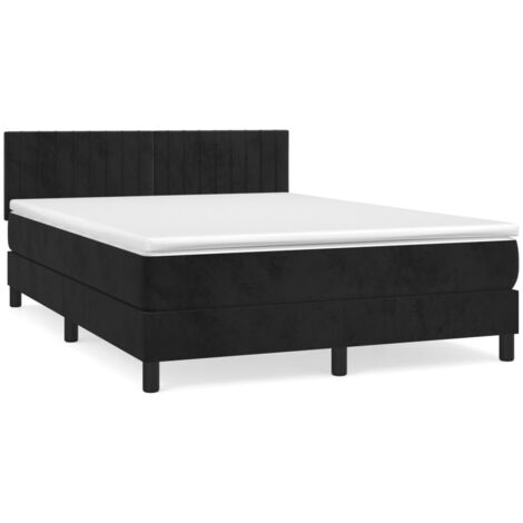 Sommier à lattes de lit avec matelas Noir 140x190 Velours (1/5)