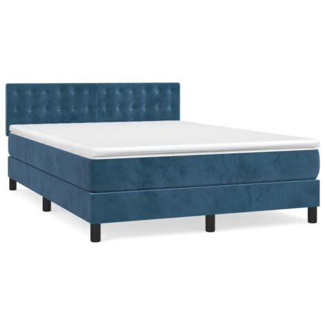 Sommier à lattes de lit et matelas Bleu foncé 140x190 Velours (1/5)