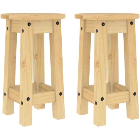 Tabourets de bar lot de 2 bois massif de pin (1/5)