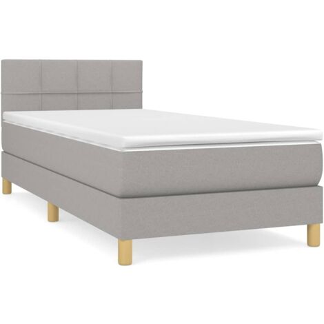Sommier à lattes de lit et matelas Gris clair 90x190 Tissu (1/5)