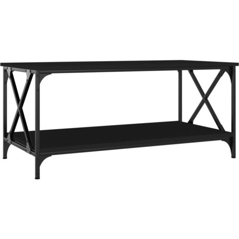 Table basse Noir 100x50x45 Bois d'ingénierie et fer (1/5)