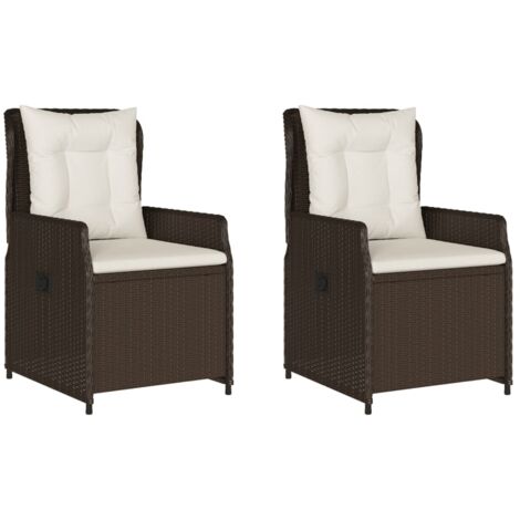 Chaises inclinables de jardin lot de 2 marron résine tressée (1/5)