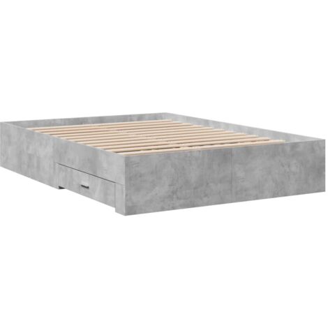 Cadre de lit et tiroirs gris béton 120x190 bois d'ingénierie (1/5)