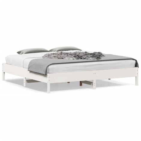 Cadre de lit blanc 180x200 bois de pin massif (1/5)