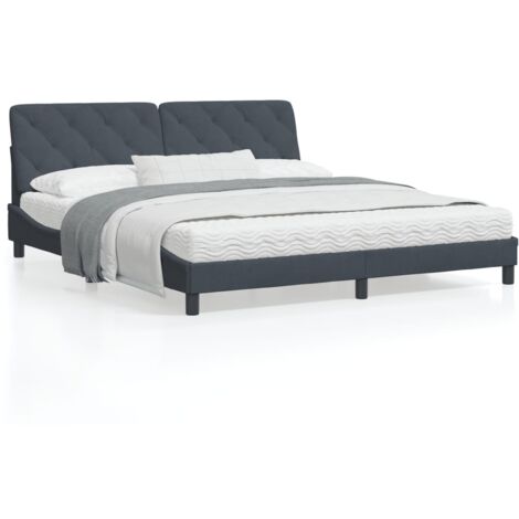 Cadre de lit avec tête de lit Gris foncé 180x200 Velours (1/5)