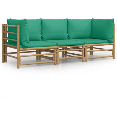 Salon de jardin 3 pcs avec coussins vert bambou (1/5)