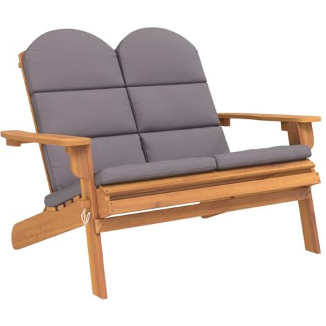 Banc de jardin Adirondack et coussins 126cm bois massif acacia (1/5)