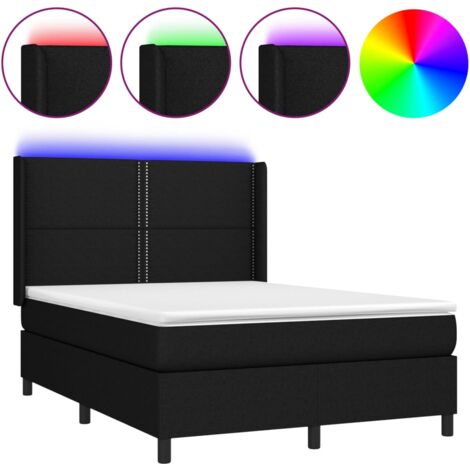 Sommier à lattes de lit matelas LED Noir 140x200 Tissu (1/5)