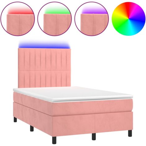 Sommier à lattes de lit avec matelas LED Rose 120x200 Velours (1/5)