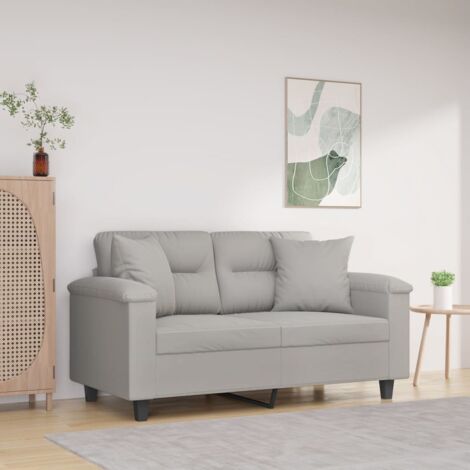 Coussins décoratifs 2 pcs Gris clair 40x40 Tissu microfibre (1/5)