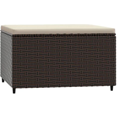 Repose-pied de jardin avec coussin marron résine tressée (1/5)